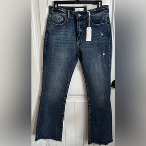 Petra153 High Rise Raw Hem Flare Jeans W 13 / 30 | Medium Wash Distressed, NWT